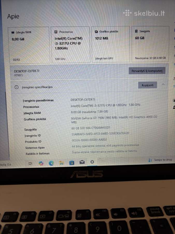 Asus X550cl 15.6 nešiojamas kompiuteris - nuotraukos Nr. 3