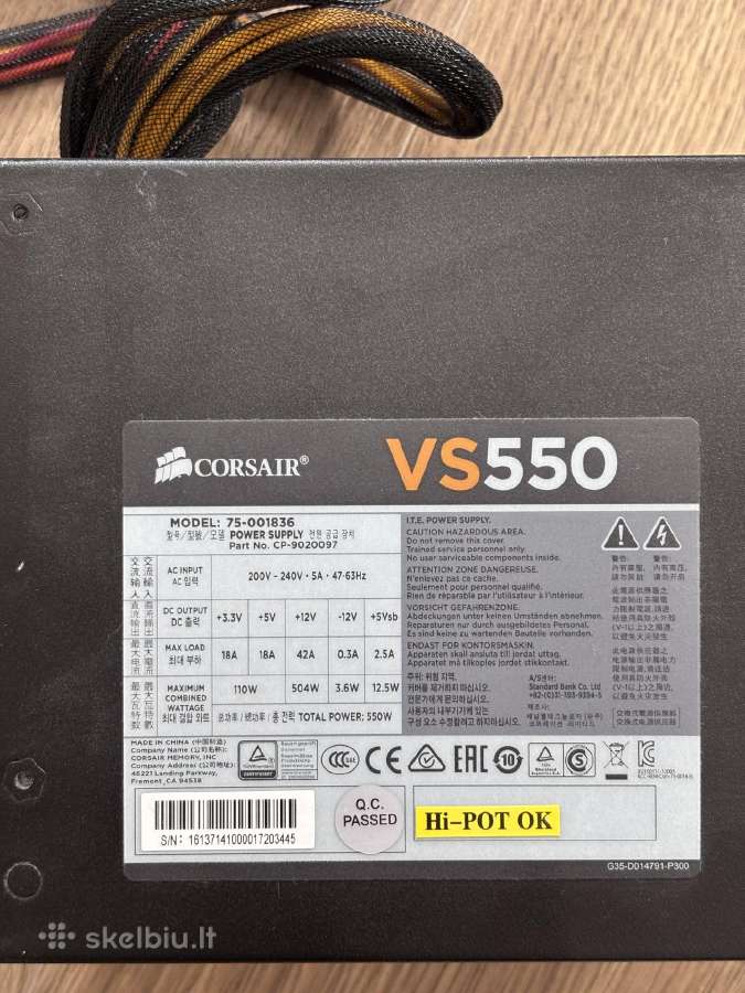 Corsair Vs550 550 W maitinimo blokas (Psu) - nuotraukos Nr. 2