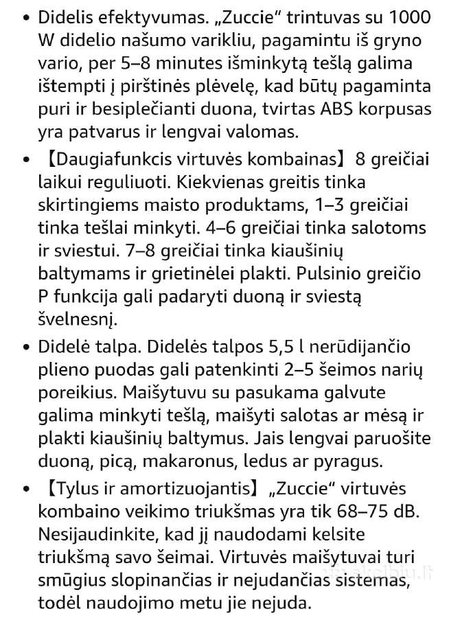 Zuccie virtuvinis kombainas - nuotraukos Nr. 5