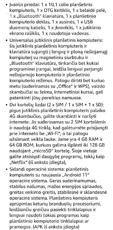 Aodoeu planšetinis kompiuteris,4gb RAM,64 GB rom - nuotraukos Nr. 6