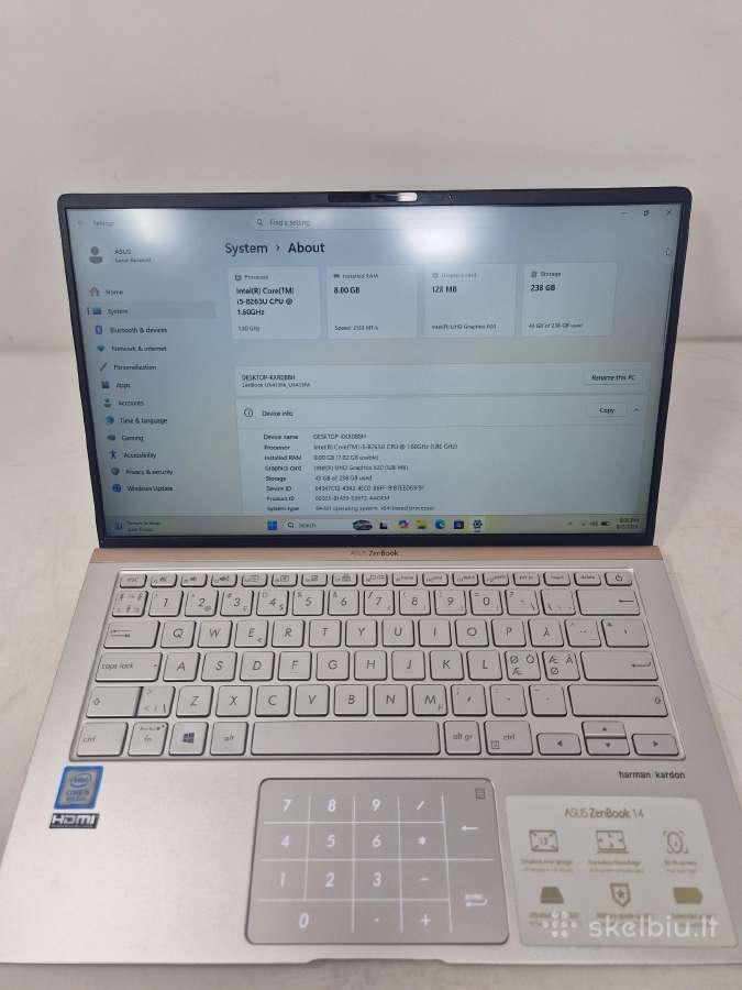 Asus Zenbook Ux433fa i5-8256u - nuotraukos Nr. 7