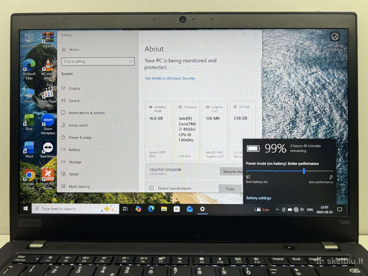 Lenovo thinkpad T490 - nuotraukos Nr. 2