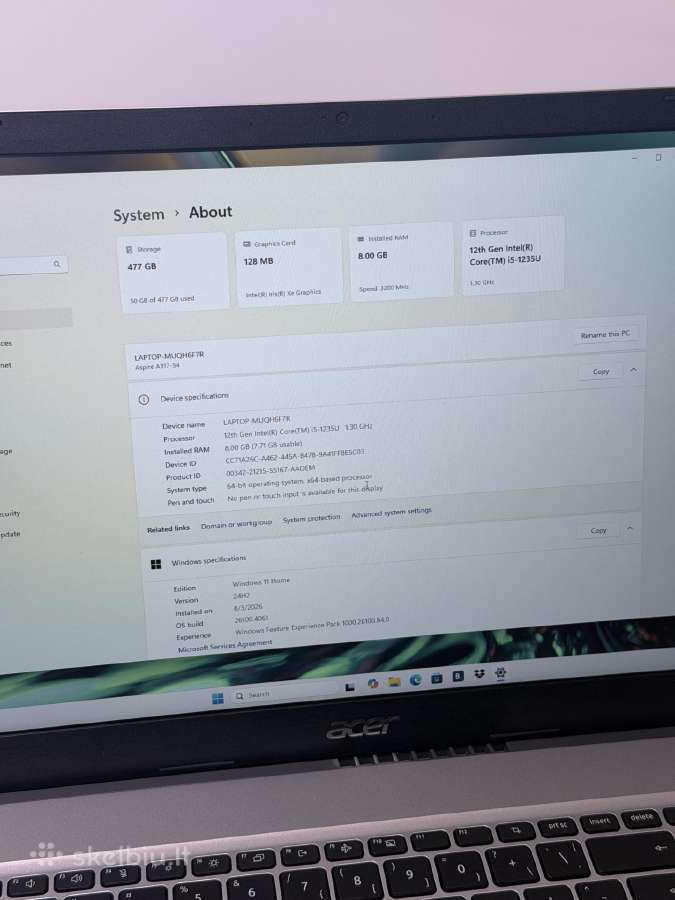 Acer Aspire 3 A317 i5 12th, 8/512 GB - nuotraukos Nr. 3