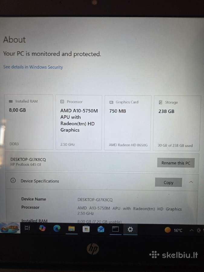 Hp Probook 645 G1 - nuotraukos Nr. 4