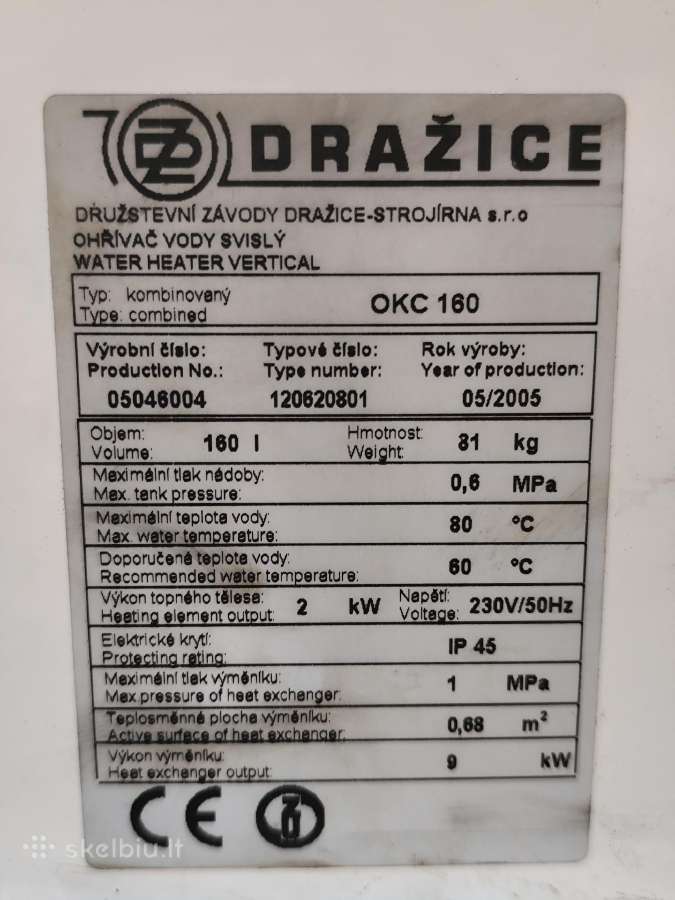 Boileris Dražice Okc 160 - nuotraukos Nr. 2