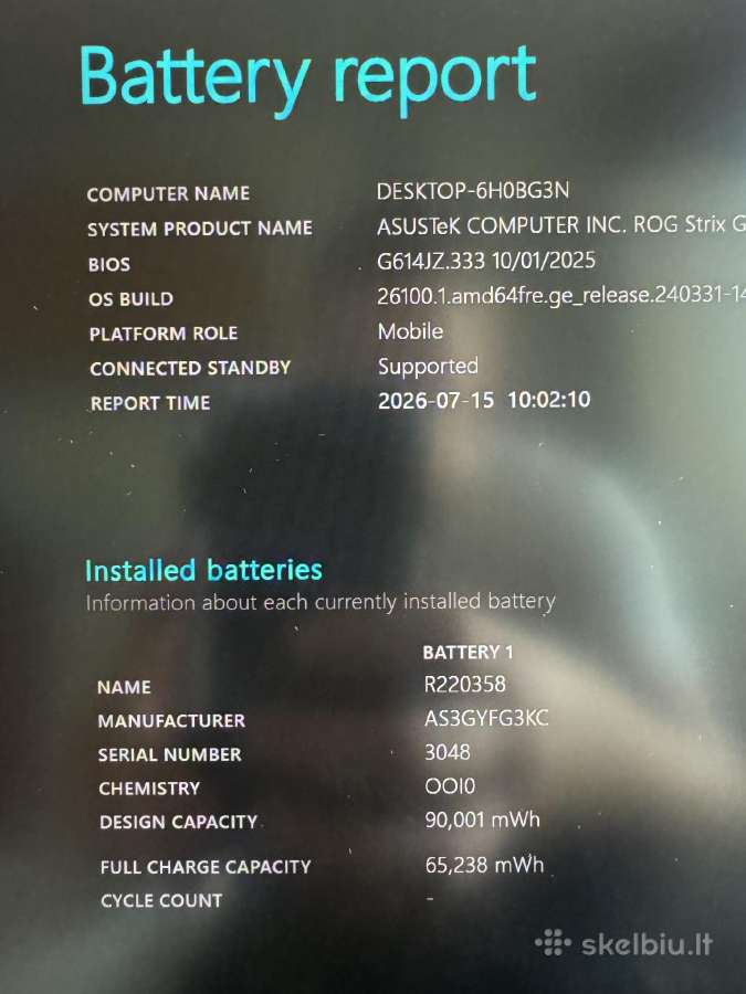 Asus Rog Strix G16 Rtx4080, mini LED 240hz, i7 2tb - nuotraukos Nr. 9
