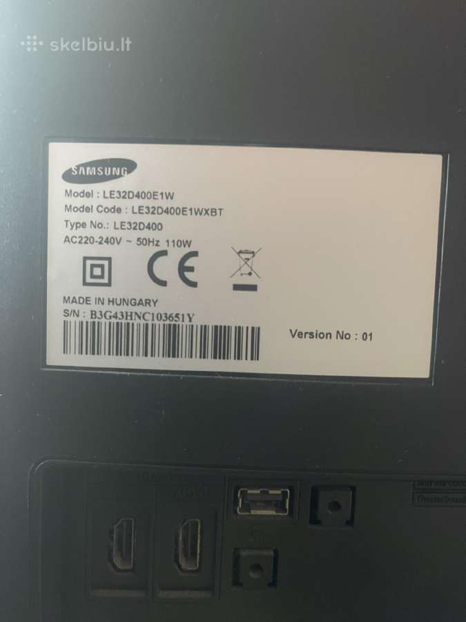 32" Samsung TV (Modelis: Le32d400e1w) - nuotraukos Nr. 2