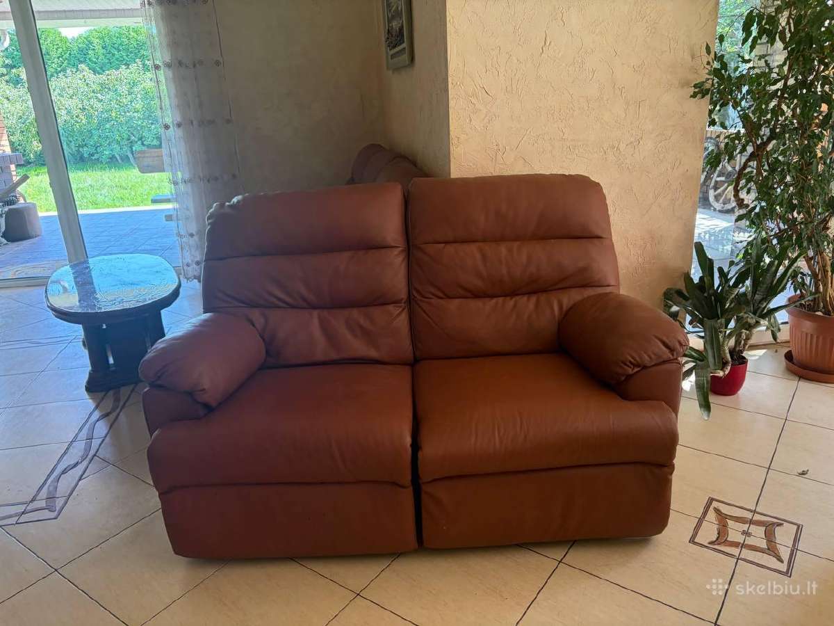 Ruda 2 ir 3 dalių odinė sofa - nuotraukos Nr. 2