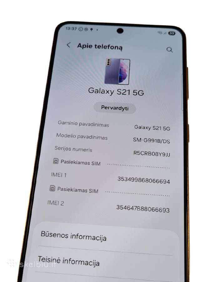 Samsung Galaxy S21 5G 256gb + 3 mėn. garantija - nuotraukos Nr. 5