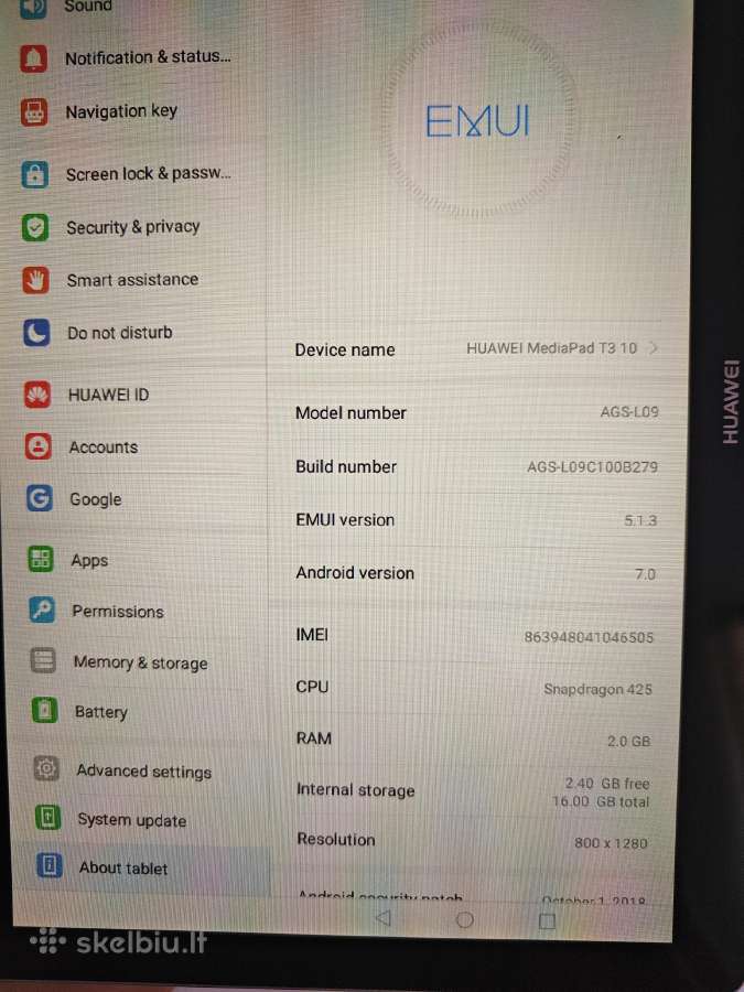 Huawei Mediapad T3 10 4G - nuotraukos Nr. 4