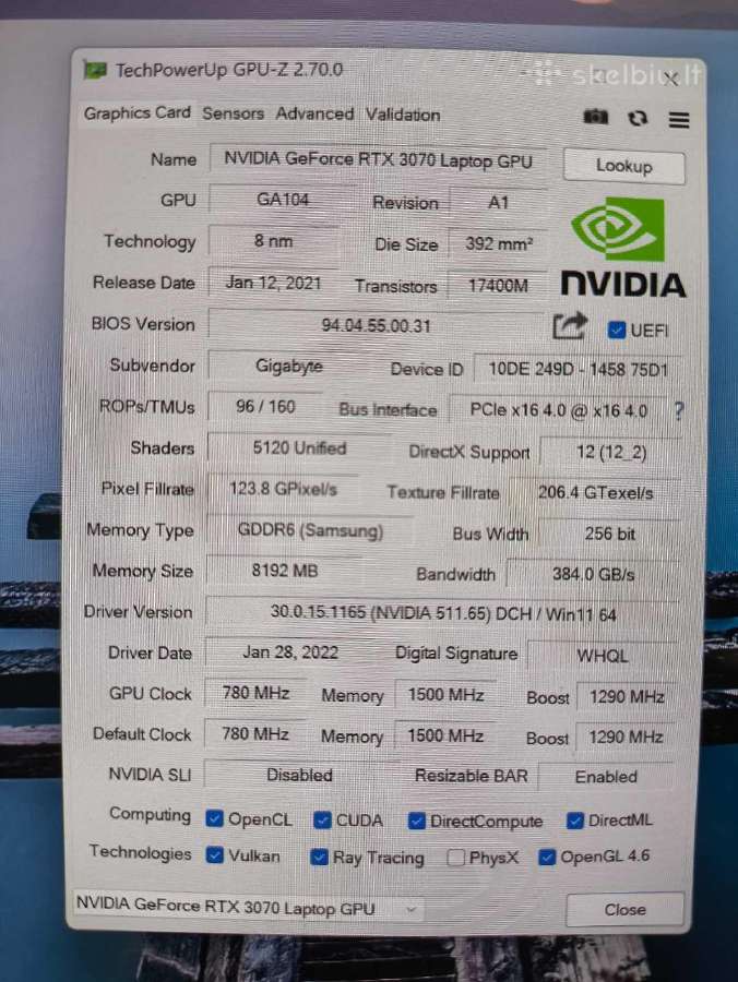 15.6 4k Oled 440 Nit i7-11800h 32 512 Rtx 3070 0% - nuotraukos Nr. 6