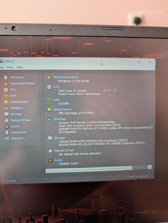 Acer Nitro V15, Rtx 4050, 32gb RAM, i5-13420h - nuotraukos Nr. 5