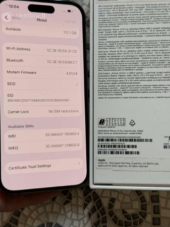 iPhone 14 Pro 128gb Purple - nuotraukos Nr. 7