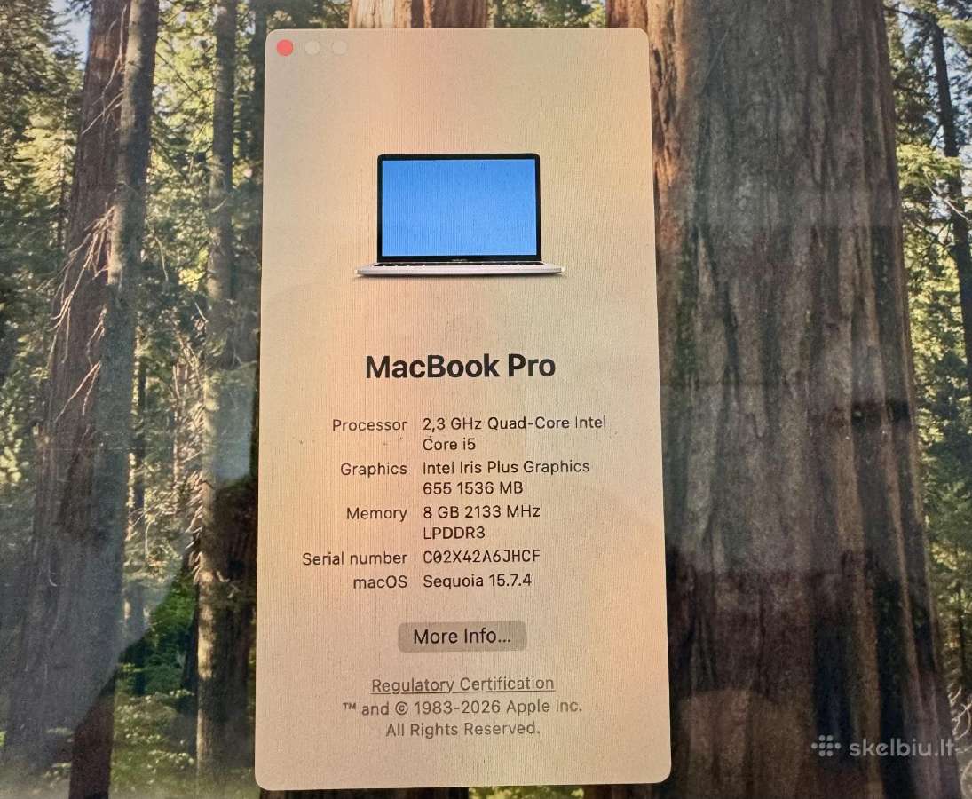 Parduodas MacBook Pro 13 touchbar A1989 - nuotraukos Nr. 6