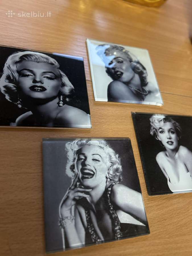 Marilyn Monroe stikliniai padėkliukai – 4 vnt. - nuotraukos Nr. 2