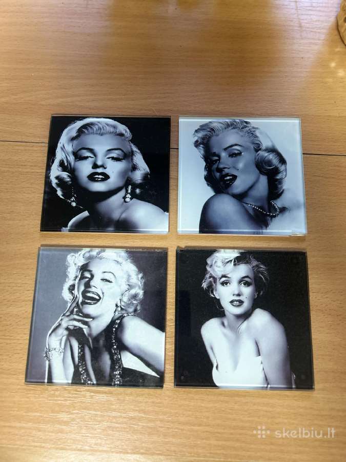Marilyn Monroe stikliniai padėkliukai – 4 vnt. - nuotraukos Nr. 3