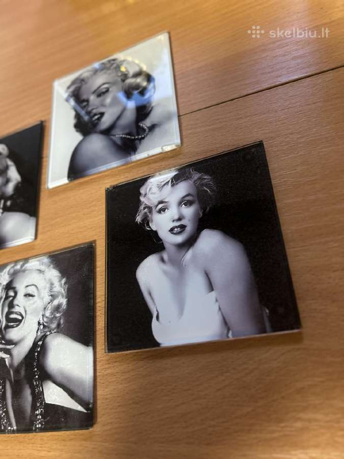 Marilyn Monroe stikliniai padėkliukai – 4 vnt. - nuotraukos Nr. 4