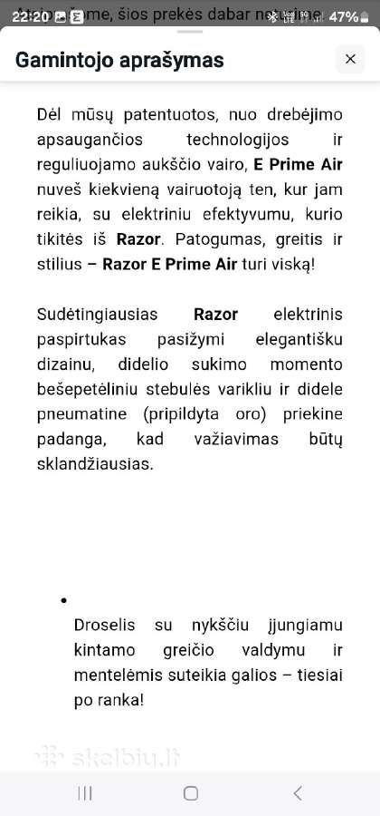 Elektrinis paspirtukas Razor Eprime Air - nuotraukos Nr. 11