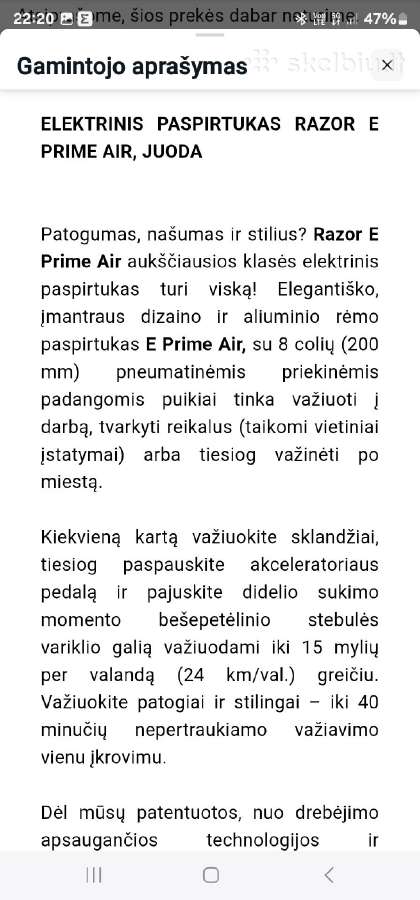 Elektrinis paspirtukas Razor Eprime Air - nuotraukos Nr. 10