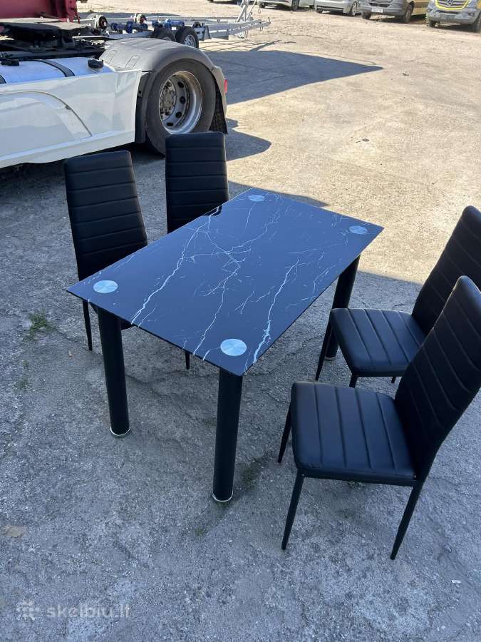 Valgomojo stalas su 4 kėdėm 160€ - nuotraukos Nr. 5