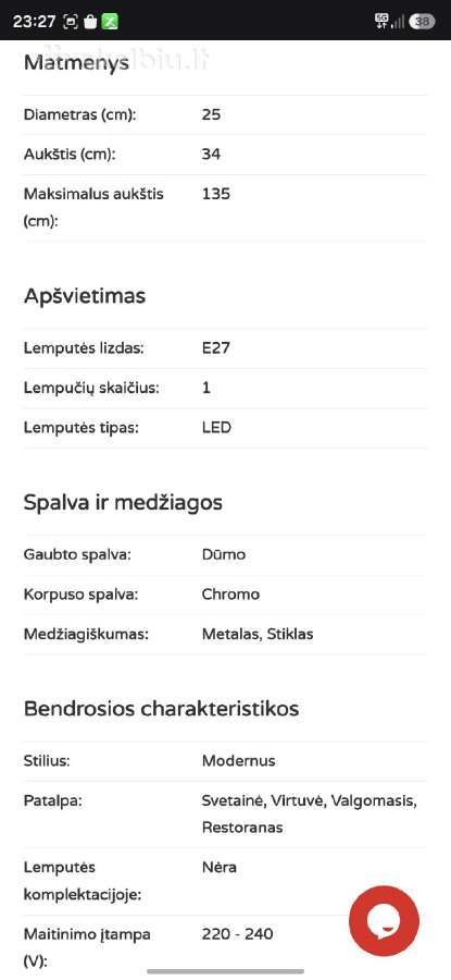 Chrominio stiklo lempa - nuotraukos Nr. 2