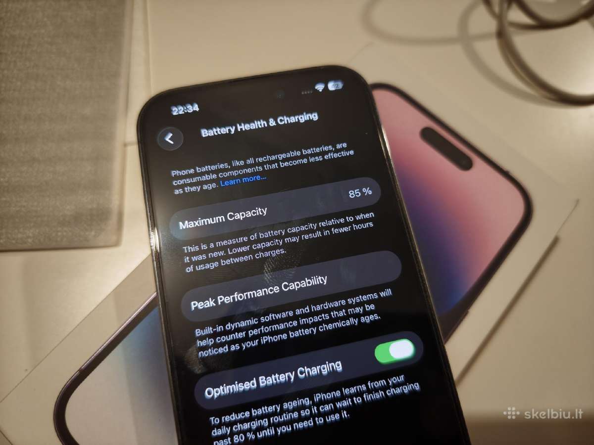 iPhone 14 pro 256gb deep purple baterija 85% - nuotraukos Nr. 7