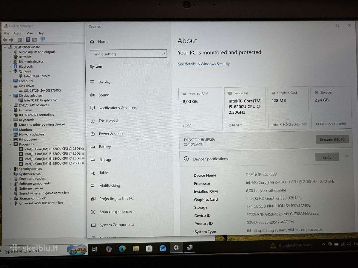 Lenovo Thinkpad L560 i5-6200u - nuotraukos Nr. 4