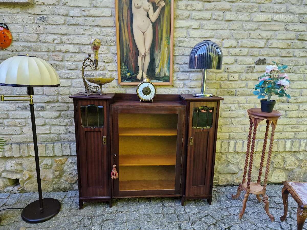 Antikvarinė Art Nouveau raudonmedžio indauja - nuotraukos Nr. 30