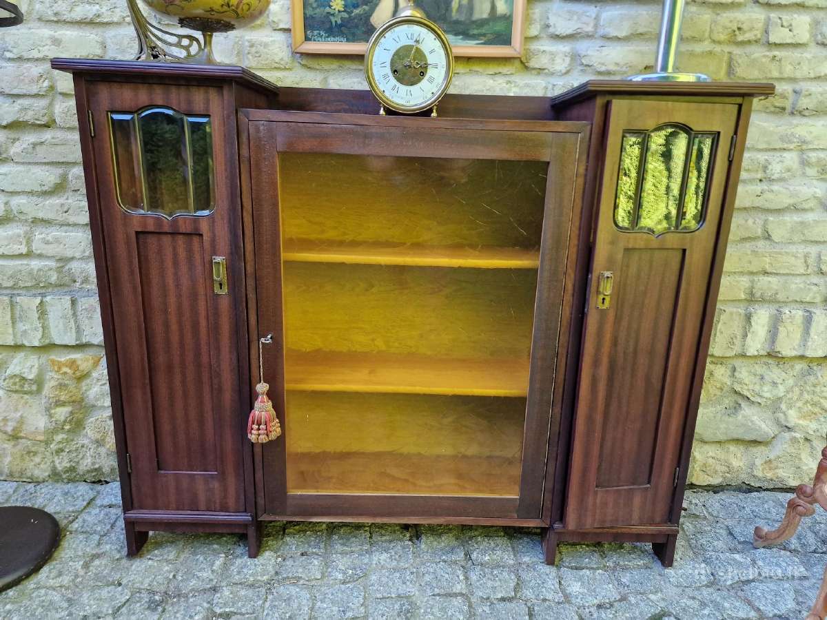 Antikvarinė Art Nouveau raudonmedžio indauja - nuotraukos Nr. 33