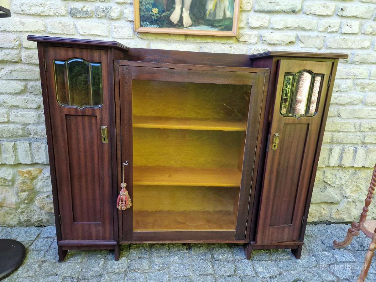 Antikvarinė Art Nouveau raudonmedžio indauja - nuotraukos Nr. 36