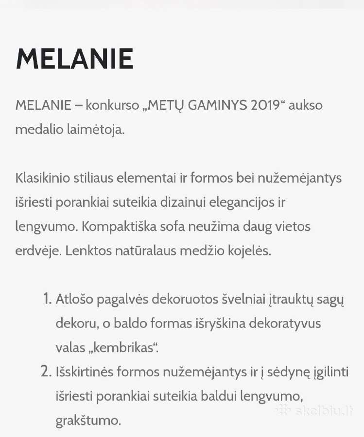 Lauksva Melanie baldų komplektas - nuotraukos Nr. 3