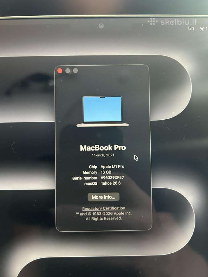 MacBook Pro 14 2021 m1pro 16/512 - nuotraukos Nr. 12