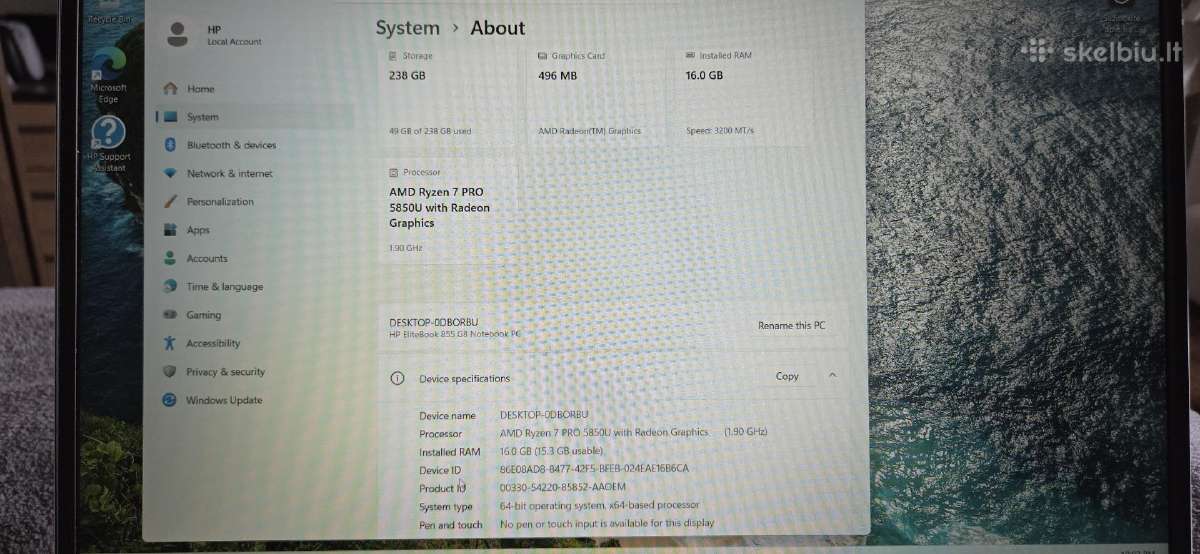 Hp Elitebook 855 G8 - nuotraukos Nr. 8