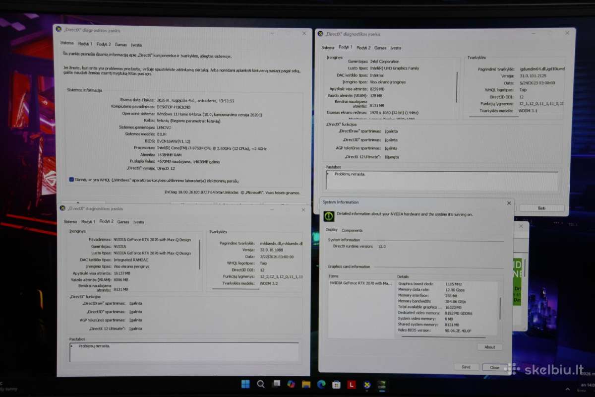 Lenovo Legion Y740 Rtx 2070 8gb 2tb+SSD - nuotraukos Nr. 11