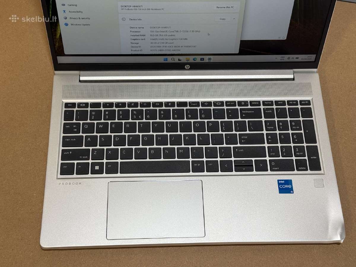Hp Probook 450 G10 i5-1335u 16gb/256gb - nuotraukos Nr. 2