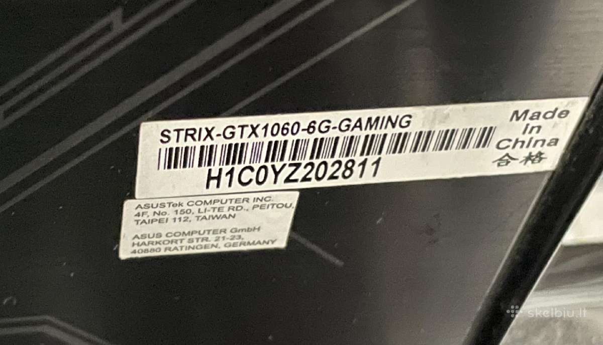 Asus Rog Strix Gtx 1060 6gb - nuotraukos Nr. 3