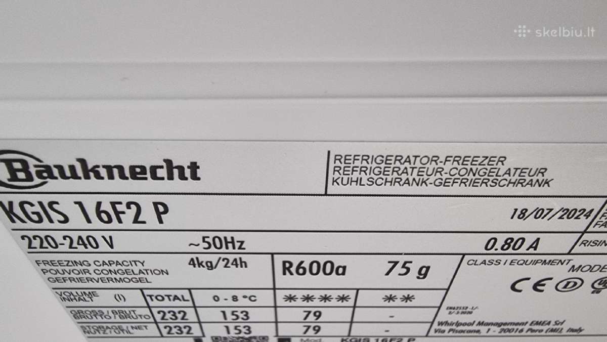Įmont, Bauknecht Kgis16f2p, 157, 6 cn, + garan - nuotraukos Nr. 10