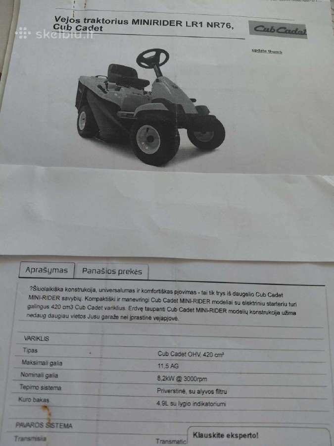 Cub cadet - nuotraukos Nr. 8