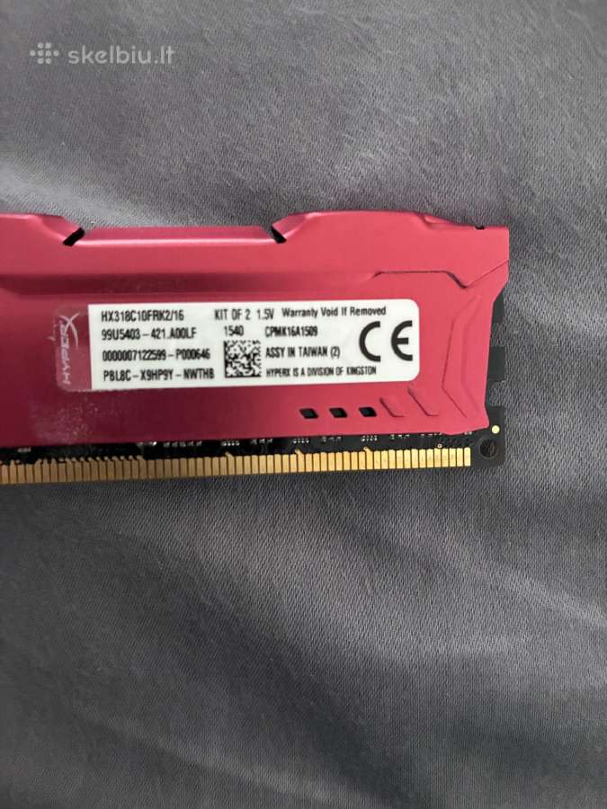Parduodami Hyperx Fury Ddr3 16 GB 28 GB 1866 Mh - nuotraukos Nr. 3