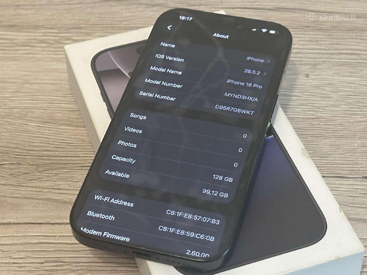 Parduodu iPhone 16 Pro 128gb - nuotraukos Nr. 4