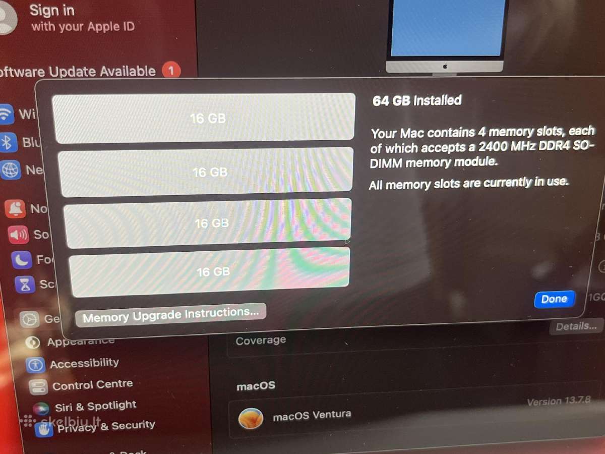 iMac 27" 5k retina, i7, 2017, 64 GB RAM, 512gb SSD - nuotraukos Nr. 3