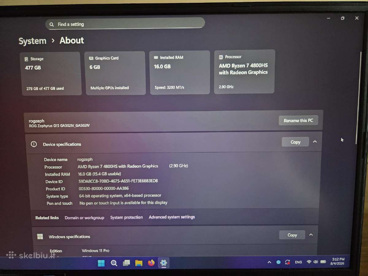 Rog Zephyrus G15 - nuotraukos Nr. 11