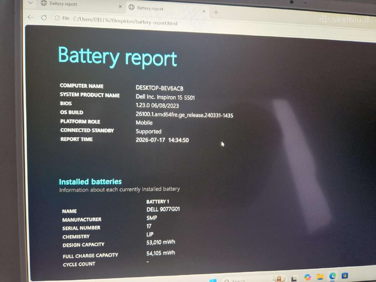 Dell Inspiron 15 5501/ i5-1035g1 /16gb/ 512ssd - nuotraukos Nr. 8