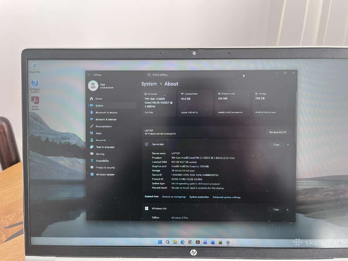 Hp Probook 450 G8 - nuotraukos Nr. 3