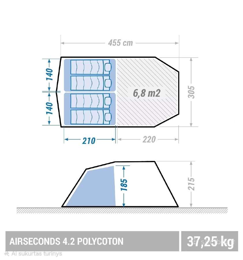 Parduodama pripučiama palapinė - nuotraukos Nr. 2
