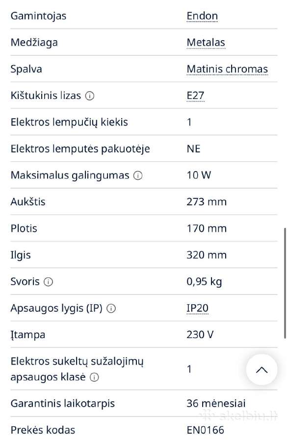 Endon sieniniai šviestuvai (2vnt) - nuotraukos Nr. 12