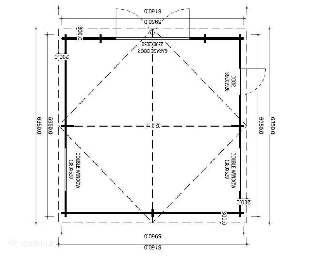 Medinis garažas „torde“ 44 mm, 5,95x5,95 m – 32 m² - nuotraukos Nr. 3