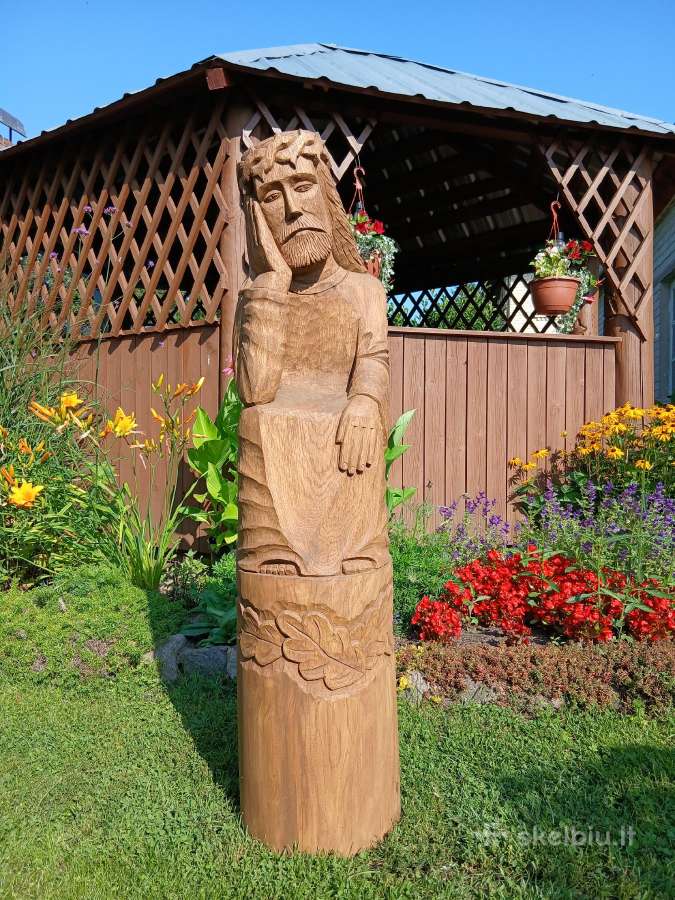 Ąžuolinė skulptūra Rūpintojėlis - nuotraukos Nr. 3