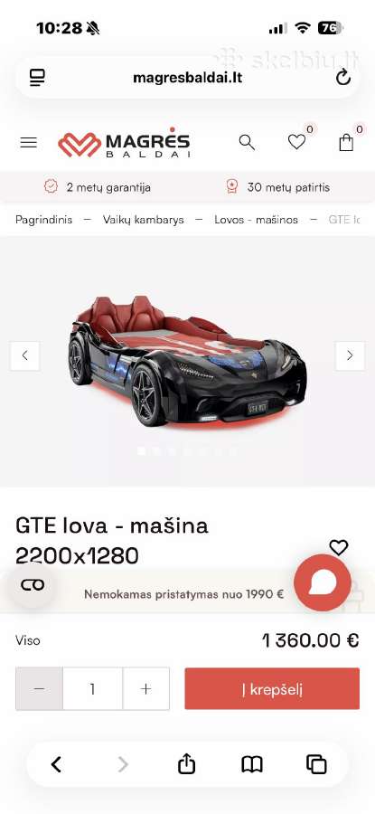Gte automobilio lova su čiužiniu ir LED - nuotraukos Nr. 9
