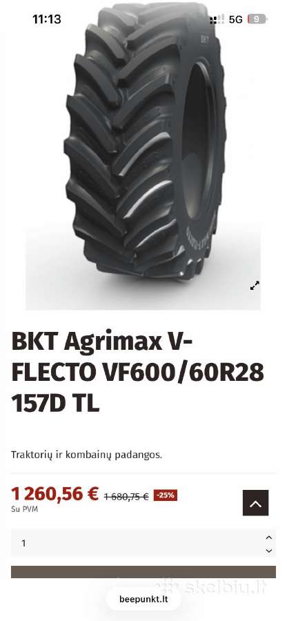 Bkt Agrimax V-flecto Vf600/60r28 - nuotraukos Nr. 4